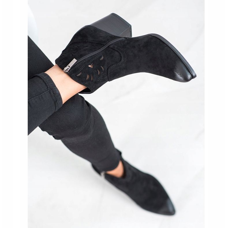 VINCEZA durchbrochene Cowboystiefel schwarz 2