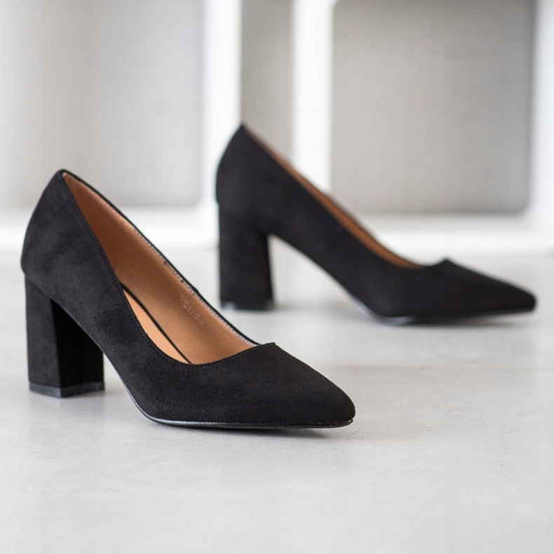 SHELOVET Klassische Wildleder Pumps schwarz 1