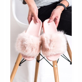 SHELOVET Bequeme Pelzpantoffeln rosa 1
