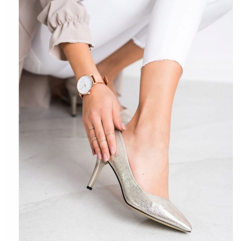 Goodin Stylische High Heels beige golden 1