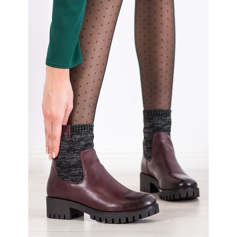 M.Daszyński Slip-on-Stiefel auf der Plattform rot 1