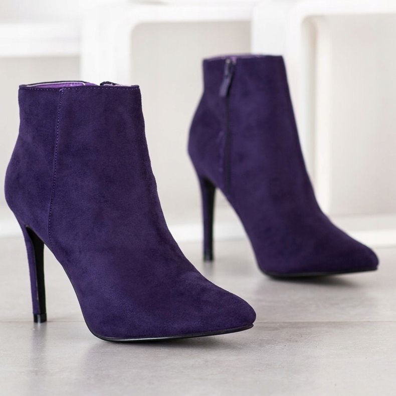 Small Swan Stylische Stiefel auf einem hohen Absatz violett 2