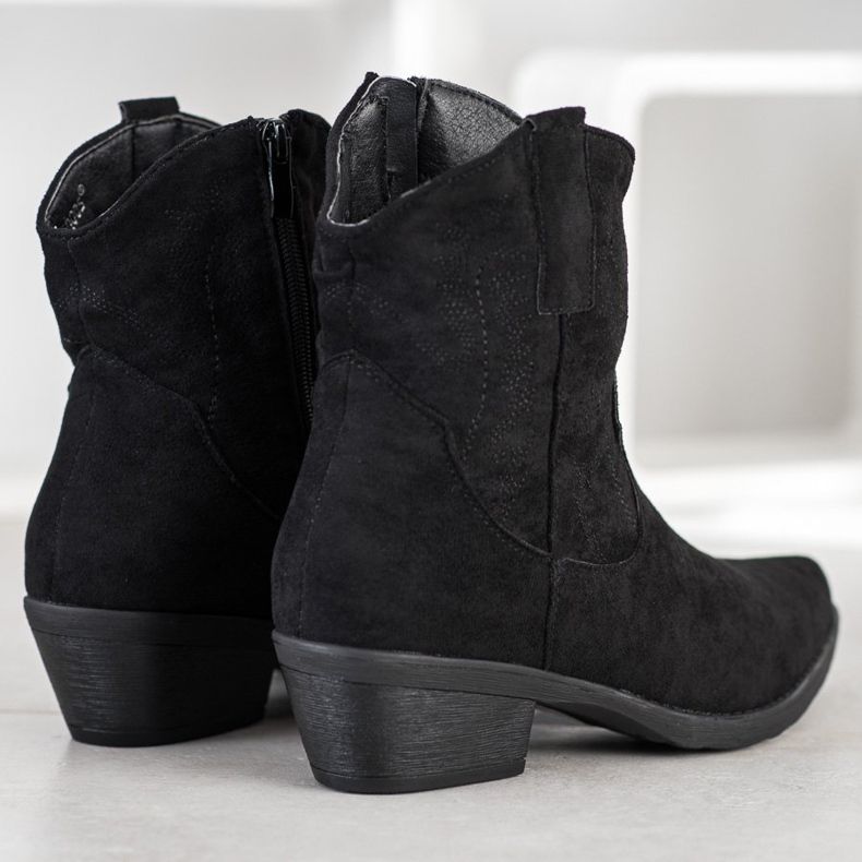 Ideal Shoes Cowboystiefel mit Wildleder schwarz 1