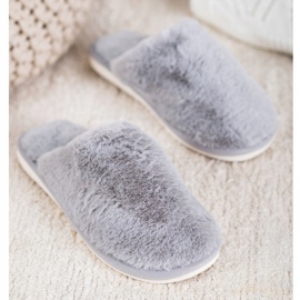 Bona Pelzpantoffeln grau 1