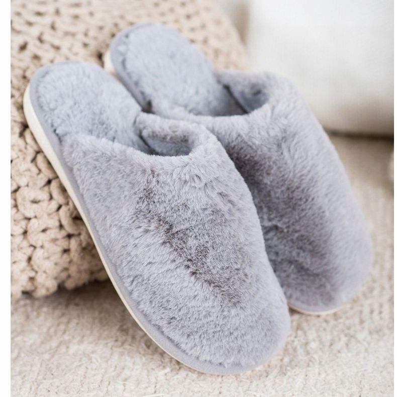Bona Pelzpantoffeln grau 2