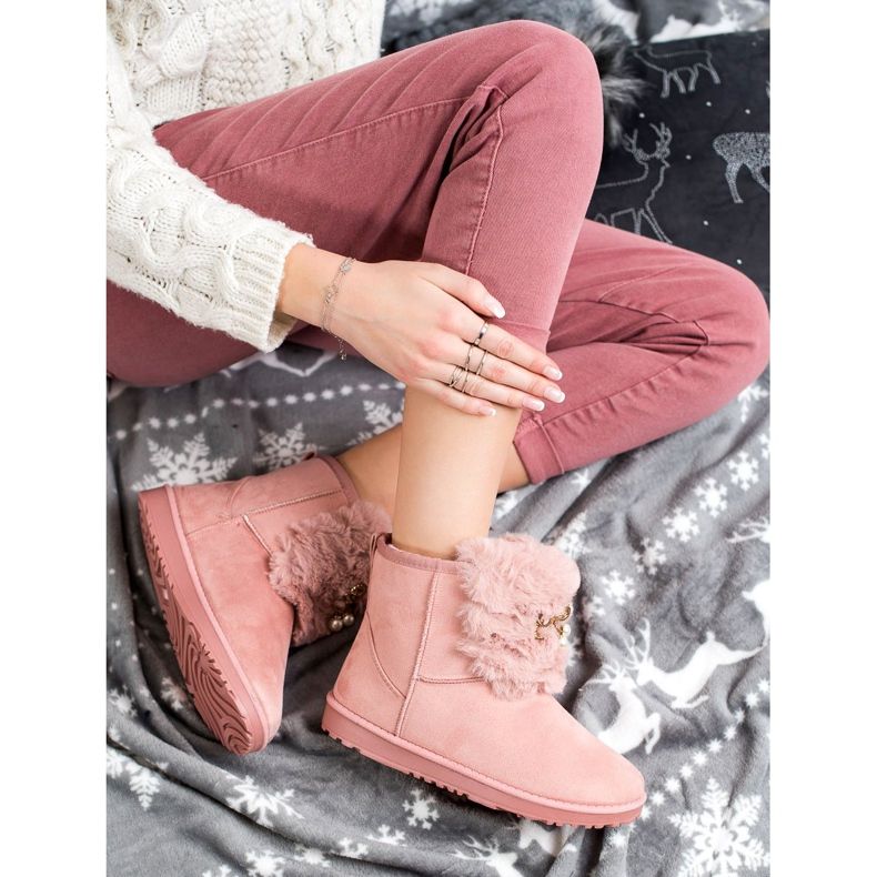 Queentina Warmes Mukluki mit Ornament rosa 1