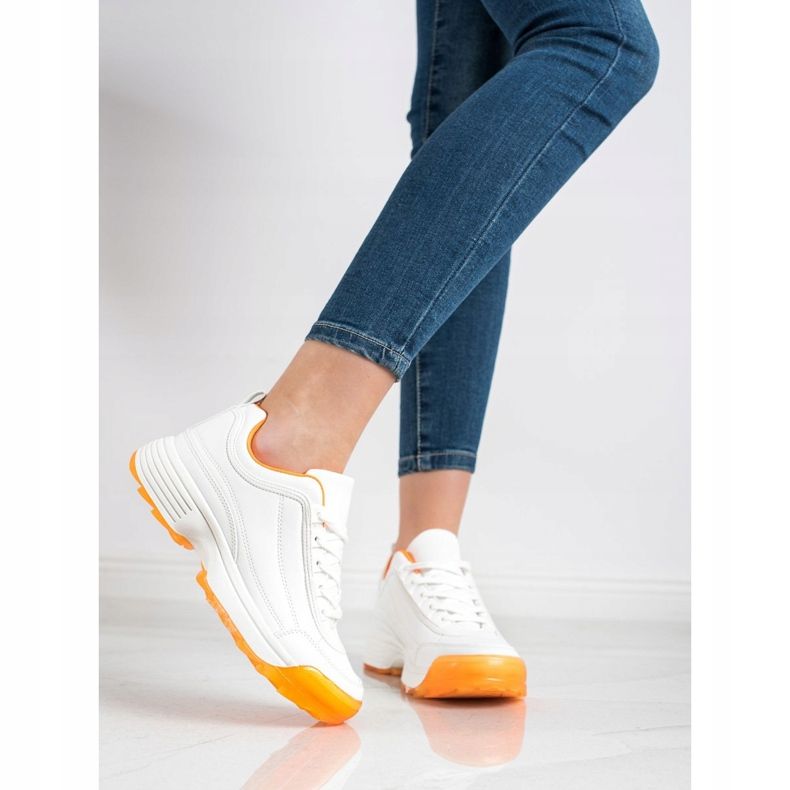 Kylie Modische Turnschuhe weiß orange 1