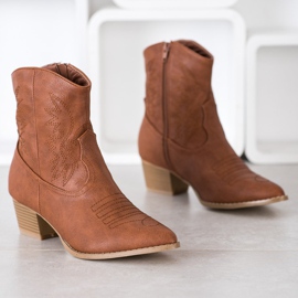 SHELOVET Cowboystiefel mit Muster braun 1