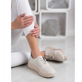 Goodin Durchbrochene Lederschuhe beige 1