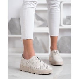 Goodin Durchbrochene Lederschuhe beige 2