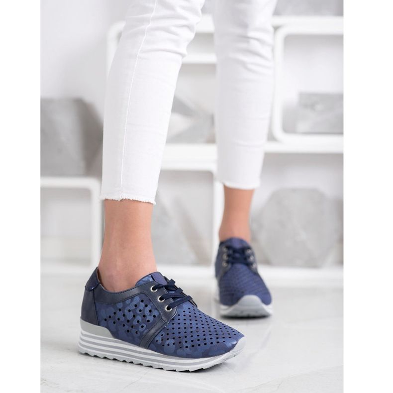 Aclys Durchbrochene Turnschuhe marineblau blau 1