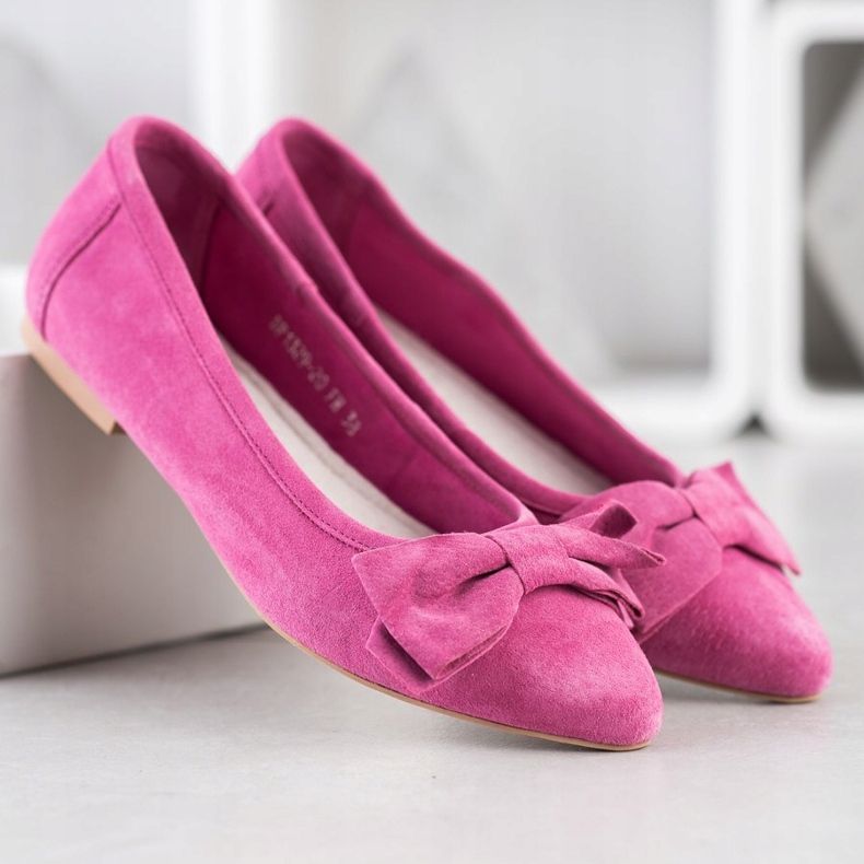 Filippo Lederballerina mit Schleife rosa 1