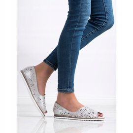 VINCEZA Ballerinas aus Leder silber- grau 1