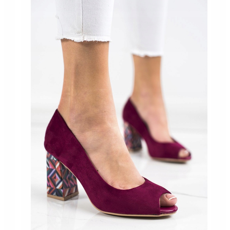 Sabatina Pumps mit gemustertem Absatz violett 1