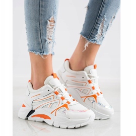 SHELOVET Sneakers mit orangefarbenem Einsatz weiß 2