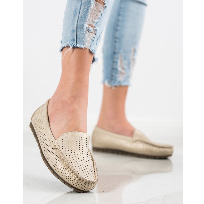 Kylie Lässige durchbrochene Loafer beige 1