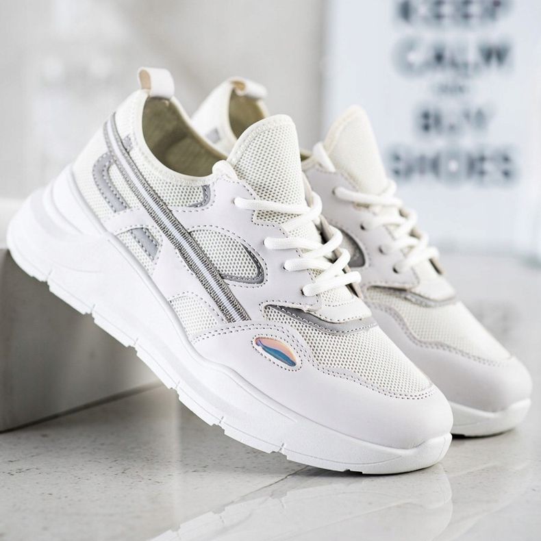 SHELOVET Lässige weiße Turnschuhe grau 1