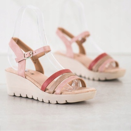 Kylie Keilsandalen beige rosa 1