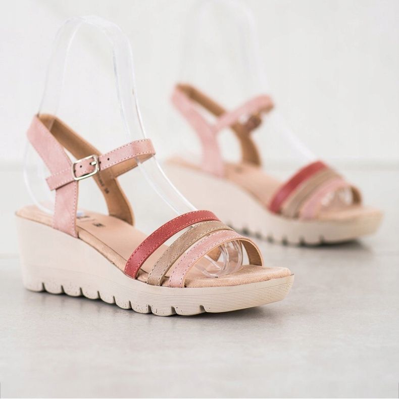 Kylie Keilsandalen beige rosa 1