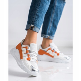 Ideal Shoes Sneakers mit orangefarbenem Einsatz weiß 2
