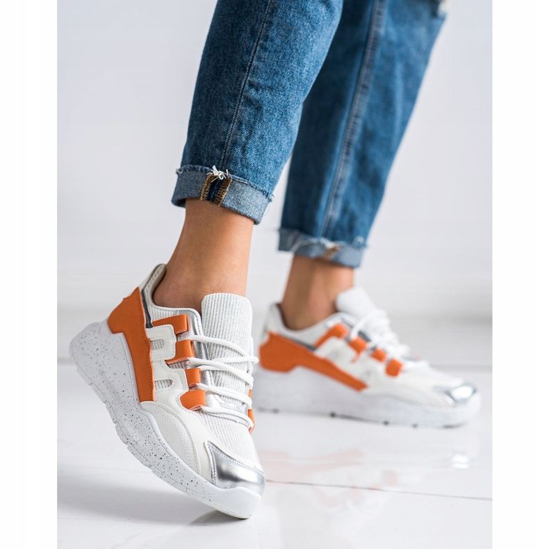 Ideal Shoes Sneakers mit orangefarbenem Einsatz weiß 2
