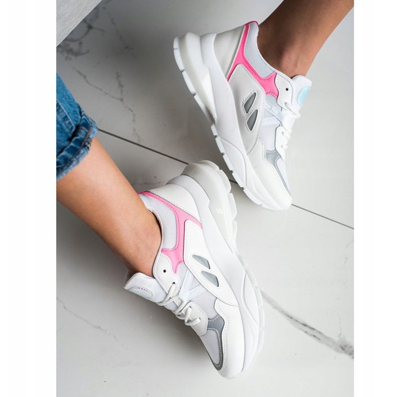 SHELOVET Sneakers auf der Plattform mit Mesh weiß rosa 1