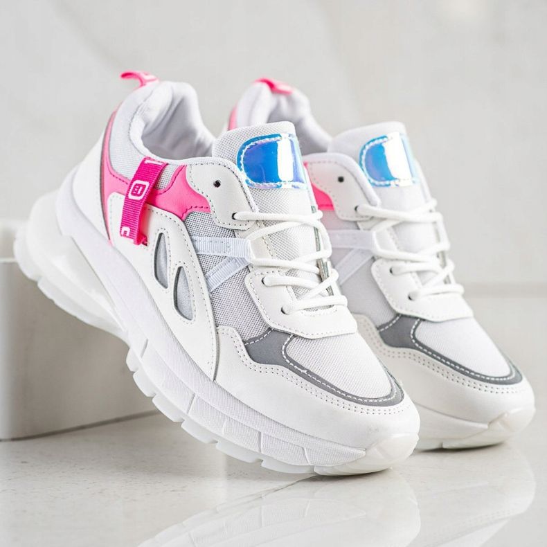 SHELOVET Sneakers auf der Plattform mit Mesh weiß rosa 2