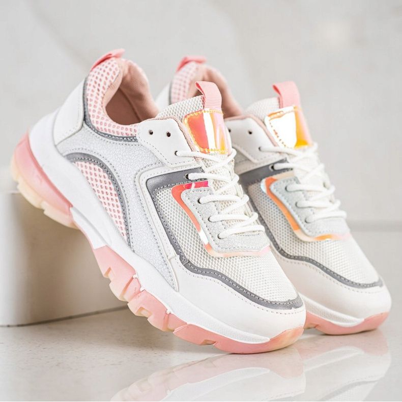 Ideal Shoes Sneakers mit Glitzereinsatz weiß 2