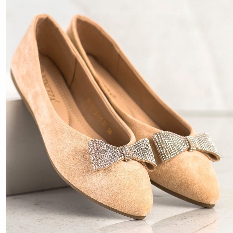 Ballerinas mit dekorativer VINCEZA-Schleife beige 2