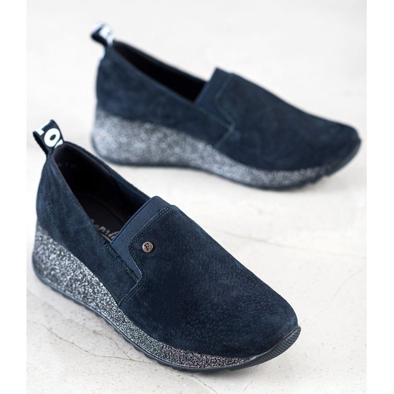 Filippo Brokatschuhe aus Leder navy blau 1