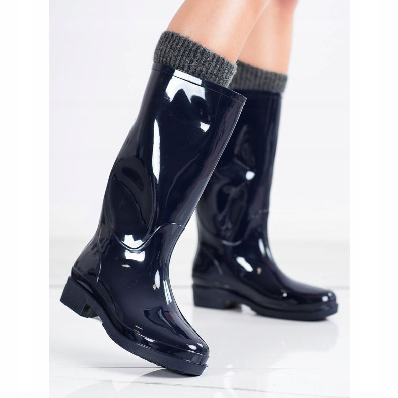 SHELOVET Hochglanz Galoschen navy blau 1