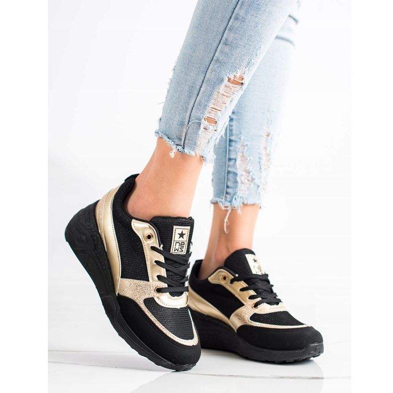 SHELOVET Klassische Sneakers in SCHWARZ und GOLD golden 1