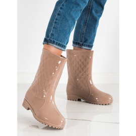 Bona Glänzende gesteppte Gummistiefel beige 1