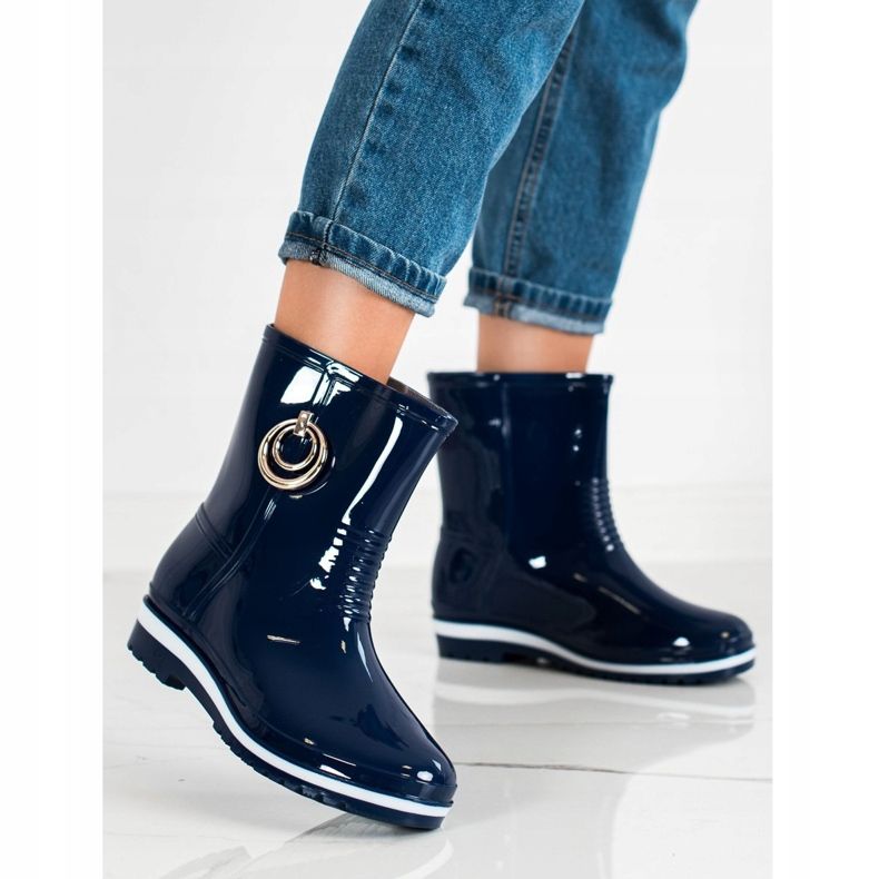 Bona Galoschen mit goldenem Ornament blau 1