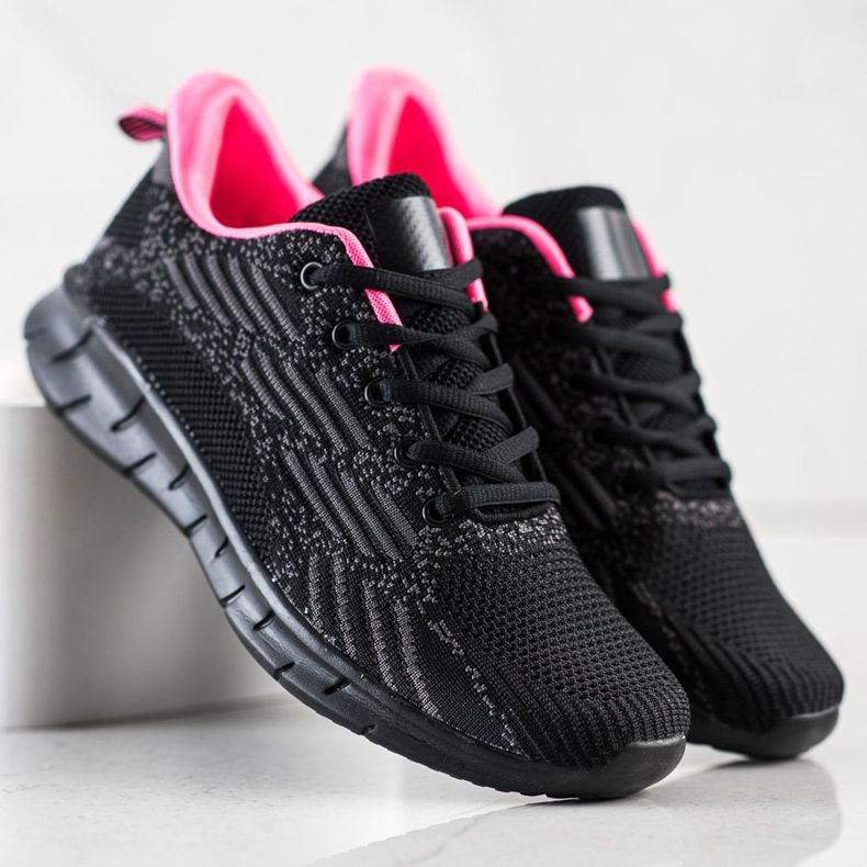 Bona Durchbrochene Sportschuhe schwarz rosa grau 1
