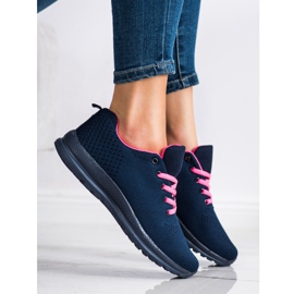 SHELOVET Leichte Sportschuhe marineblau rosa 1