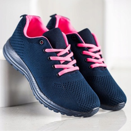 SHELOVET Leichte Sportschuhe marineblau rosa 2