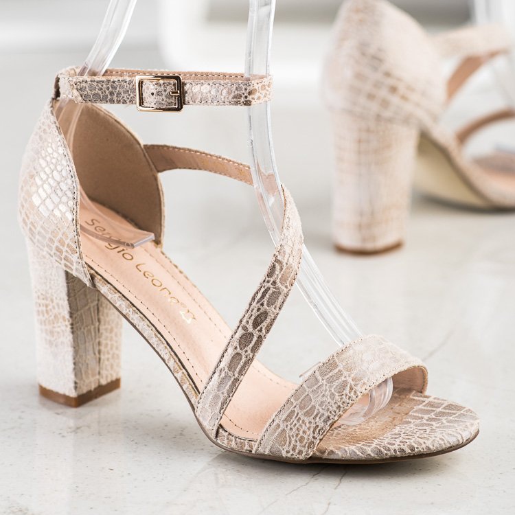 Sergio Leone Sandalen mit Schlangenmuster golden 2