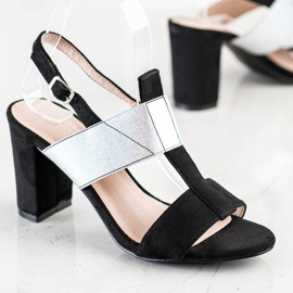 Stylische VINCEZA Sandalen schwarz silber- 1