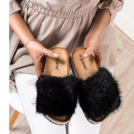 Seastar Modische Hausschuhe auf einer dekorativen Plattform schwarz 2