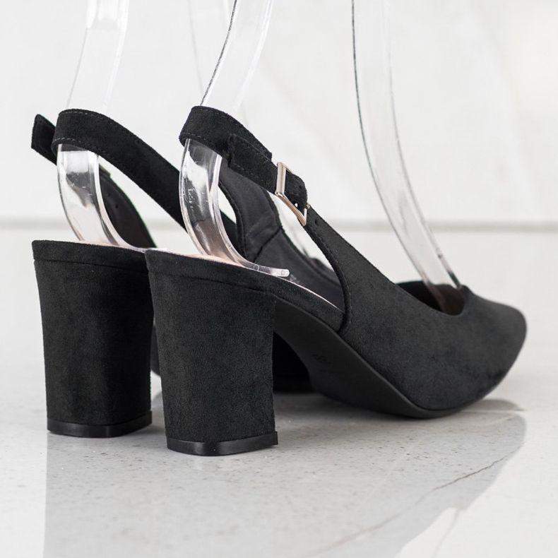 Pumps mit offenem Absatz von Sergio Leone schwarz 1