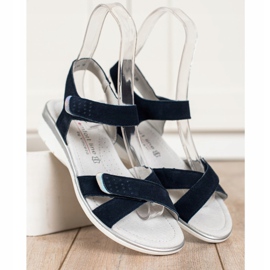 Ledersandalen mit Klettverschluss VINCEZA marineblau 1