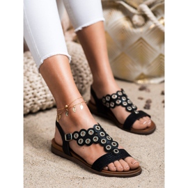 Sergio Leone Elegante Sandalen mit Zirkonia schwarz 2