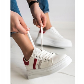 SHELOVET Sneakers mit Wildledereinsätzen weiß 2