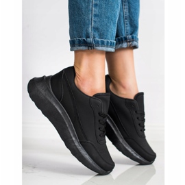 SHELOVET Klassische Sneakers aus Öko-Leder schwarz 1