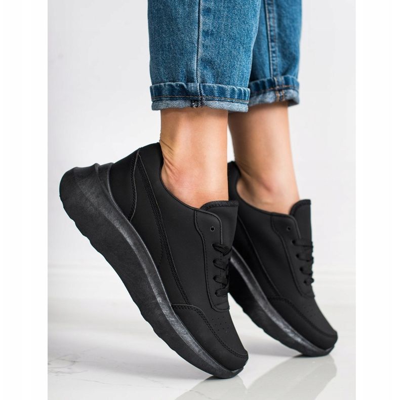 SHELOVET Klassische Sneakers aus Öko-Leder schwarz 1