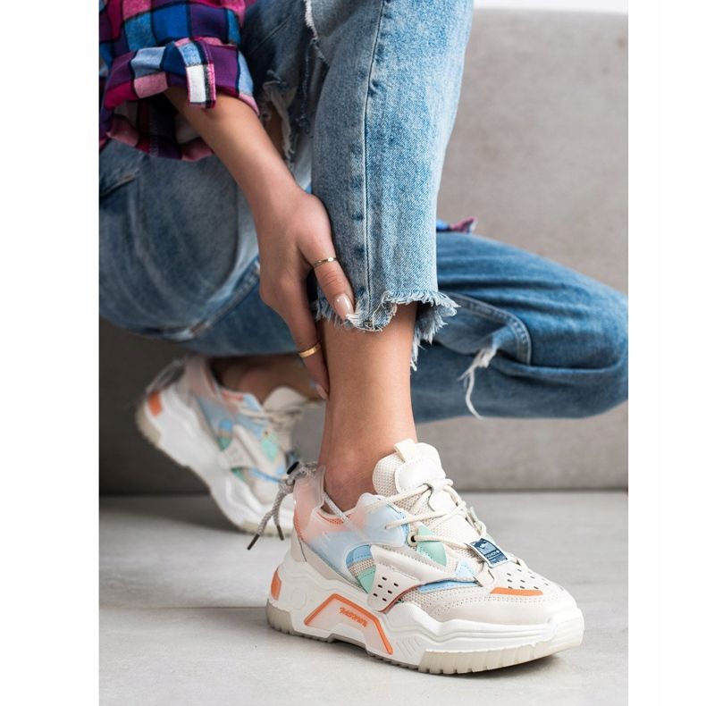 SHELOVET Bunte Mode-Turnschuhe beige mehrfarbig 1