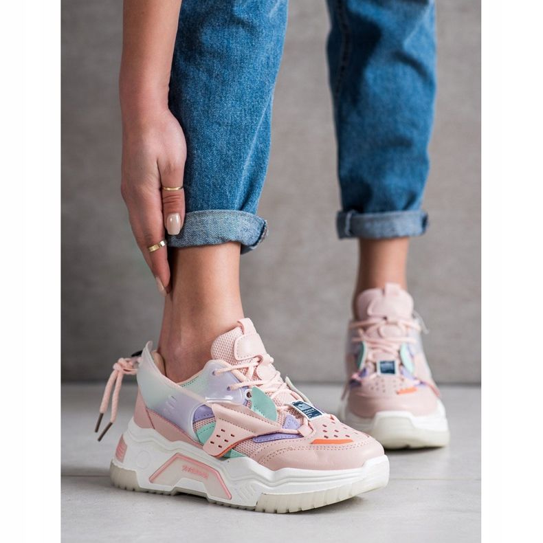 SHELOVET Bunte Mode-Turnschuhe rosa mehrfarbig 1