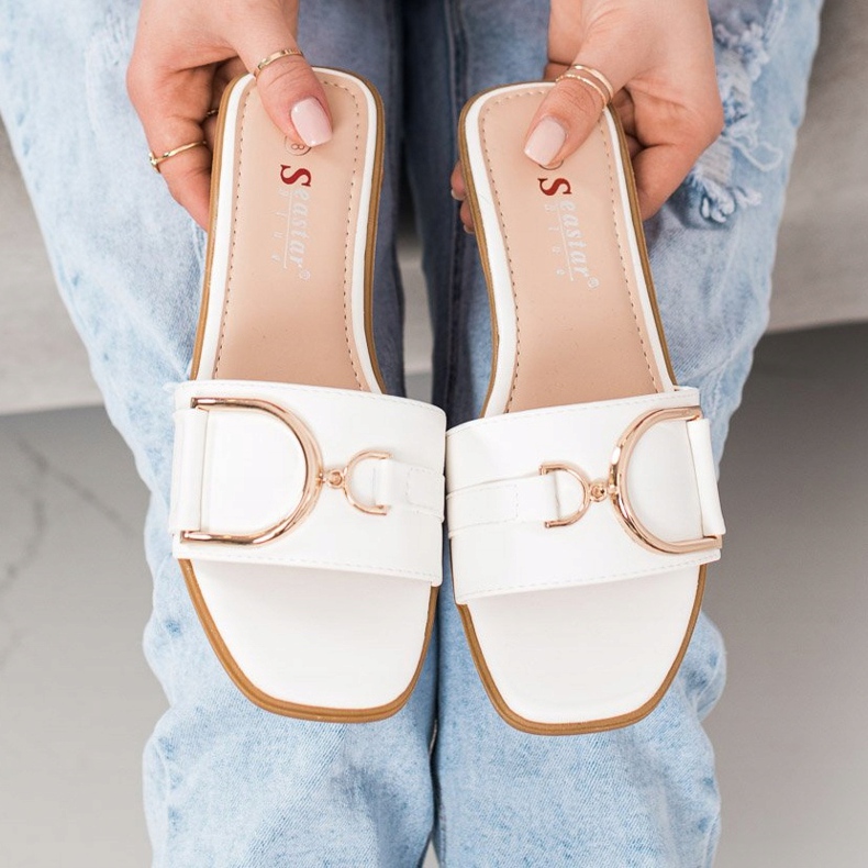 Seastar Elegante Hausschuhe mit Ornament weiß 1