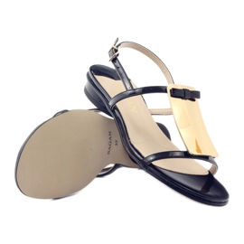 Damensandalen in Gold Sagan 2698 Dekoration schwarz 3